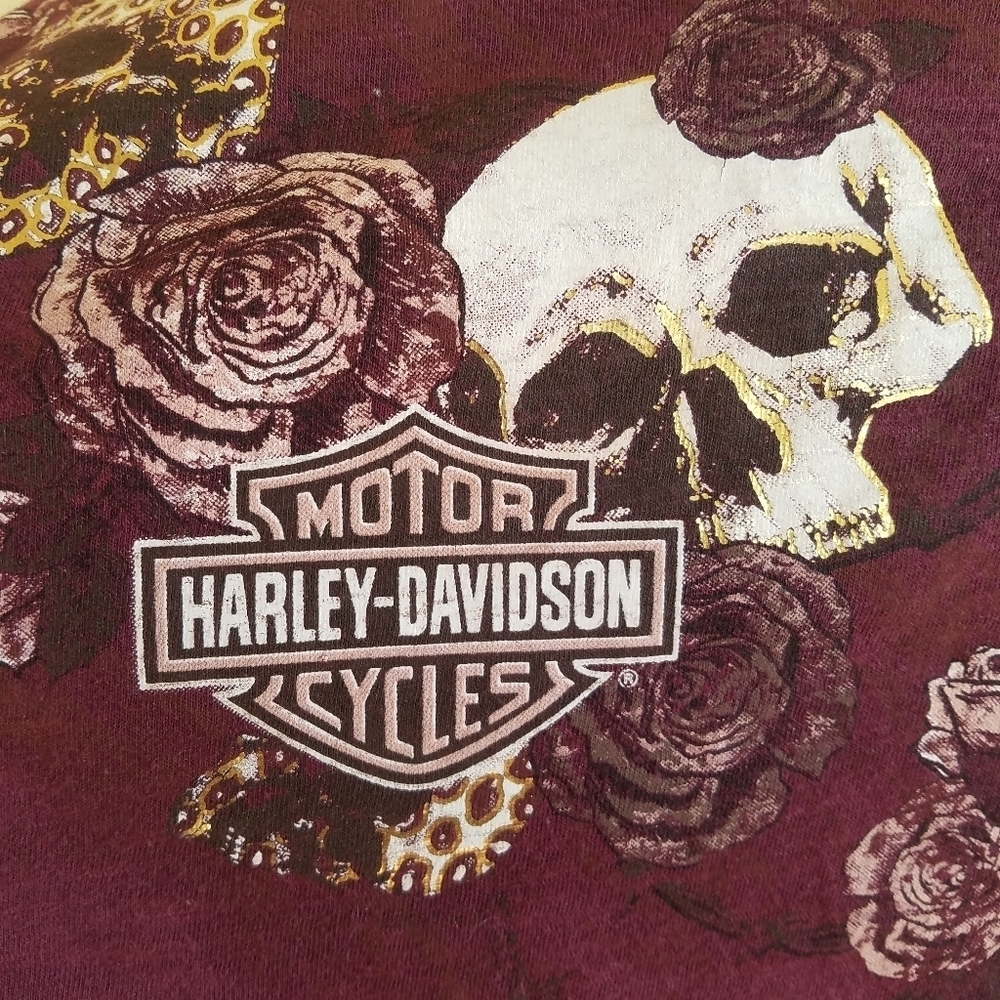 Harley Davidson| V Neck Skull print‎ tshirt - Picture 2 of 6